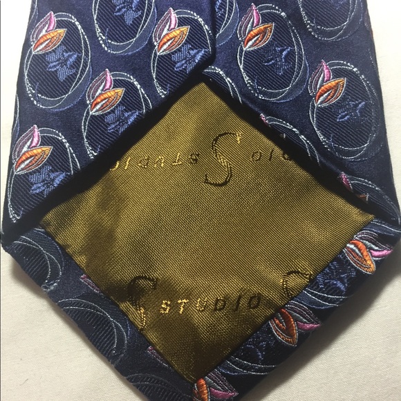 Robert Talbott studio navy flower tie 100% silk - Picture 5 of 8